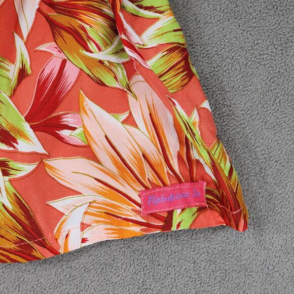 Rainbow Jo Hawaiian Shorts S Women Orange Pink Green Hibiscus Aloha Tropical NEW - Picture 6 of 7